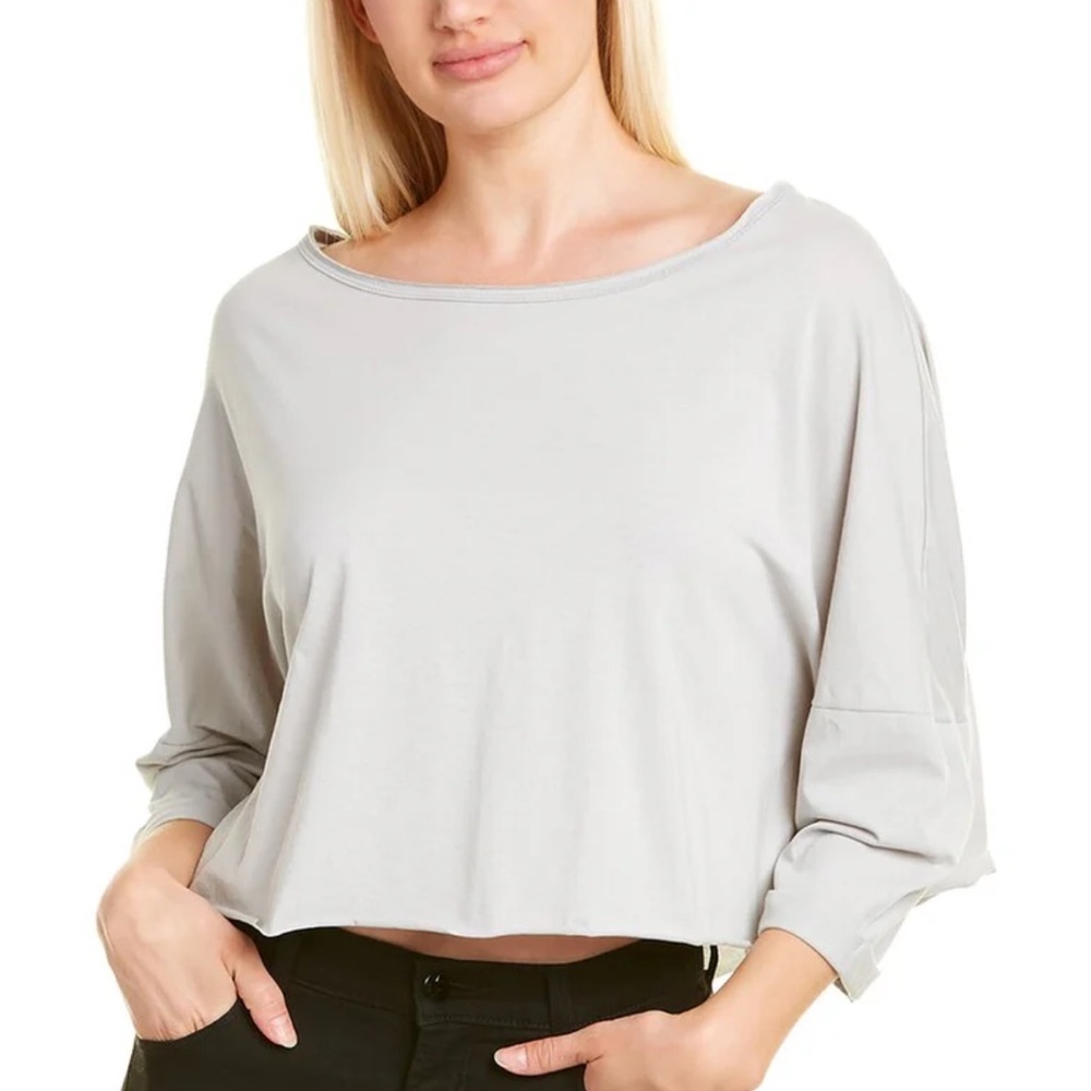 Jenni‎ Kayne Boatneck Boxy Crop Cotton Blend Top Medium